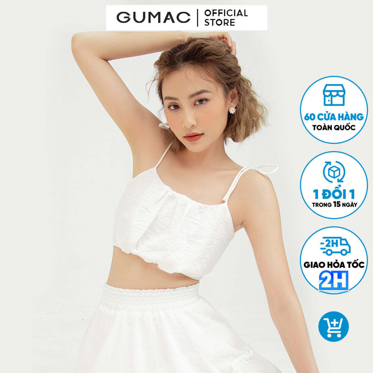 Áo 2 dây xếp nhún GUMAC mẫu mới AB575