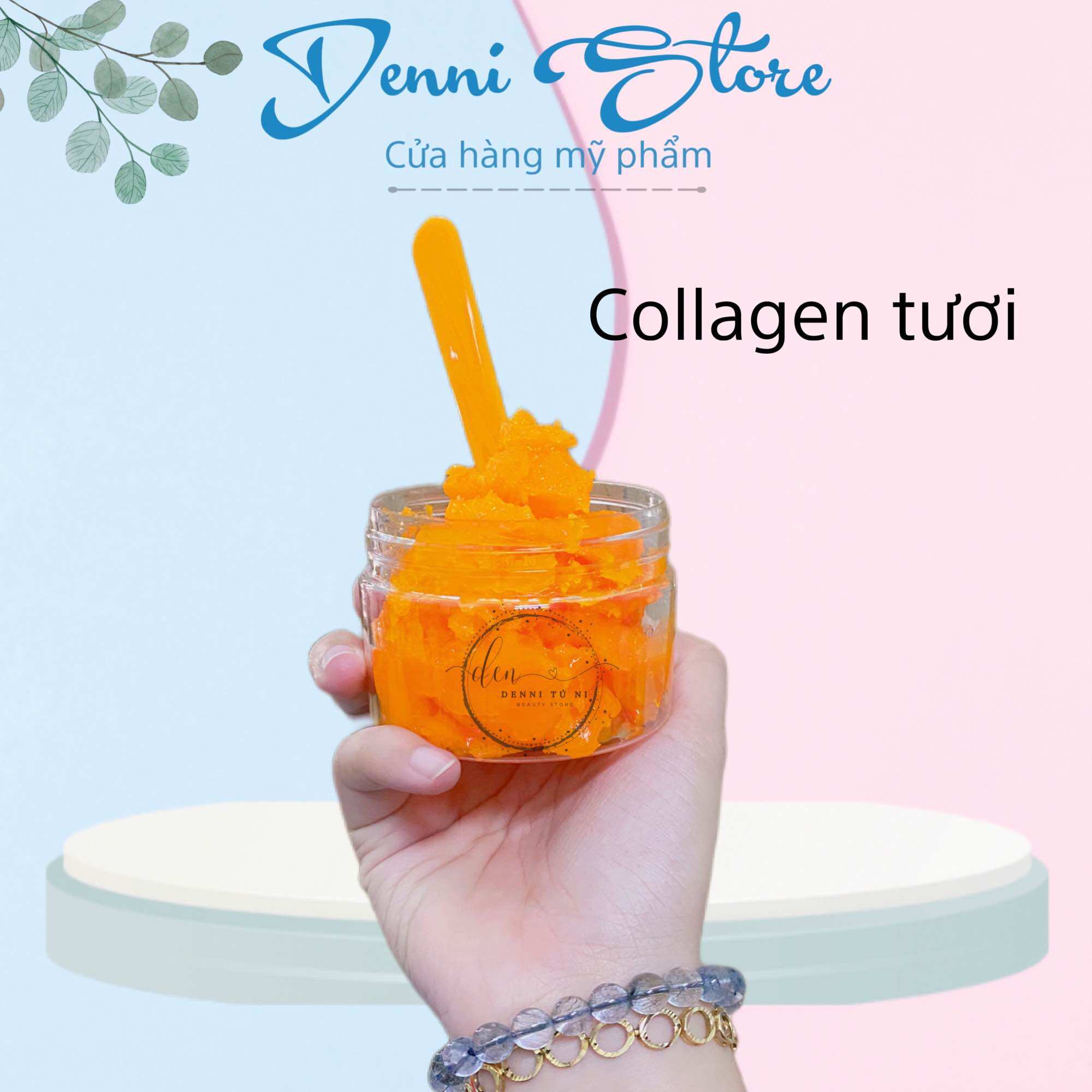 01 hủ 200g kem collagen tươi pha kem màu cam