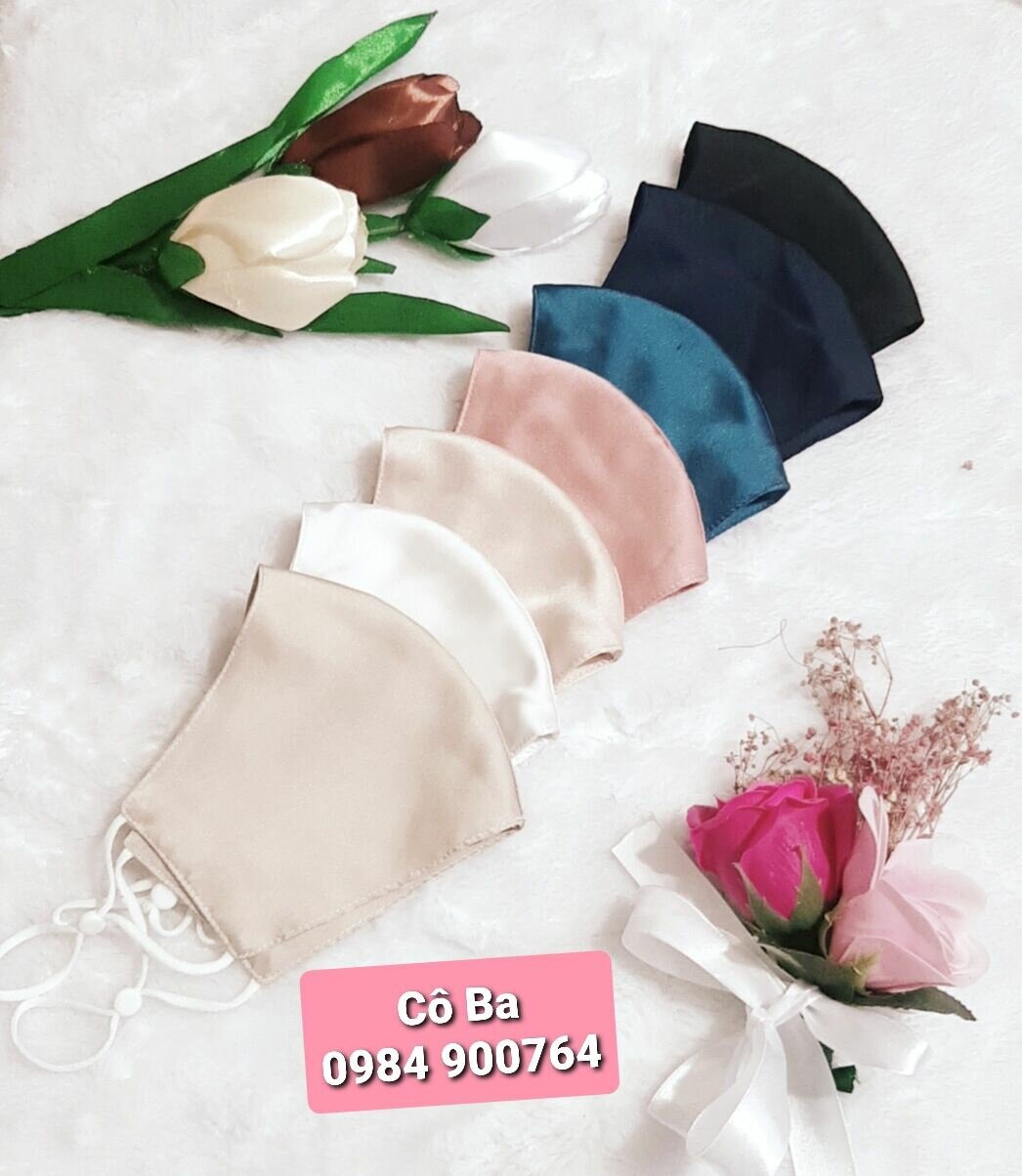 Khẩu trang vải lụa satin mềm, mỏng, mát, nhẹ