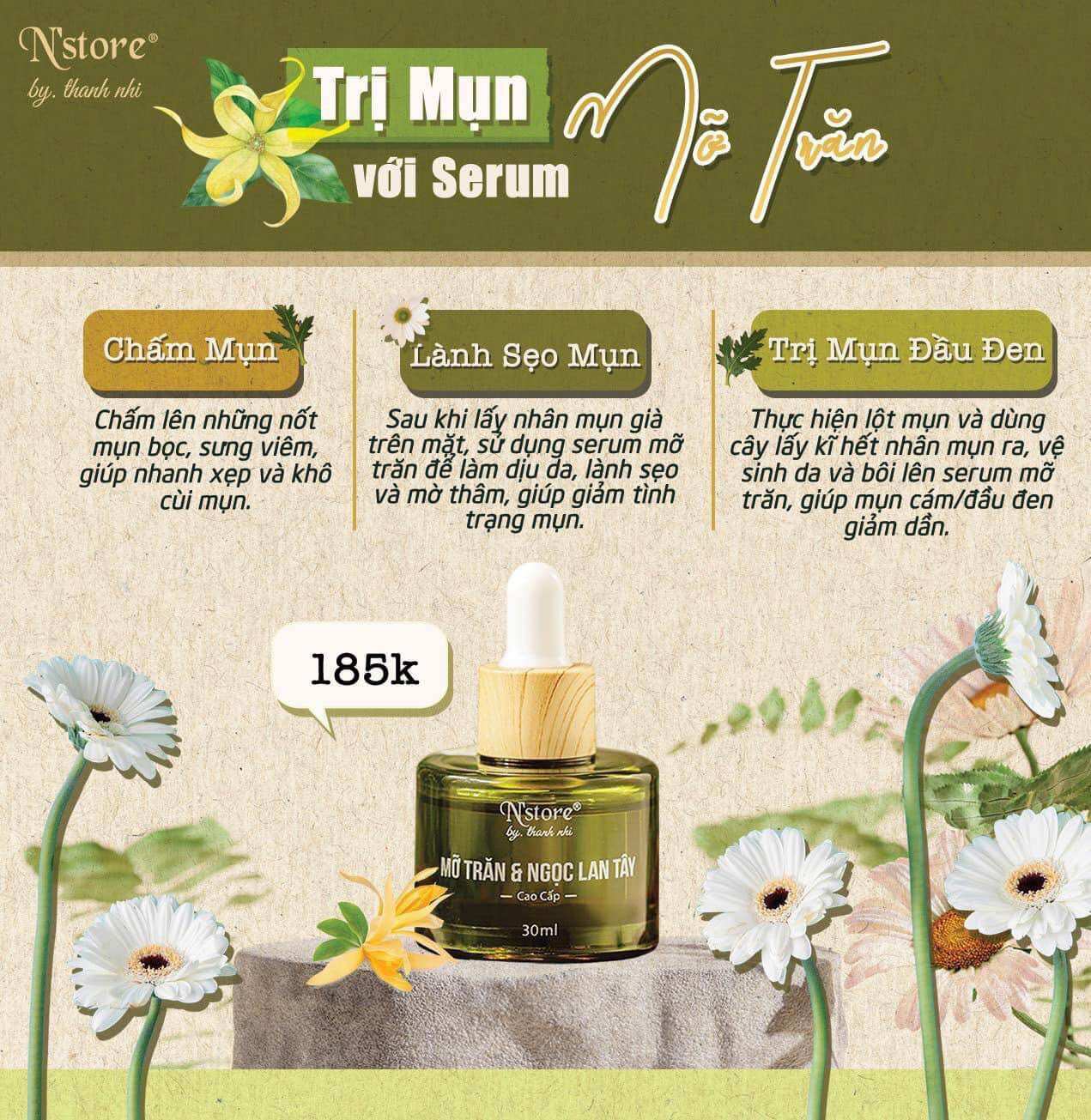 Serum Mỡ trăn & Ngọc Lan Tây N’store (triệt lông, dưỡng da, tri m ụ n)
