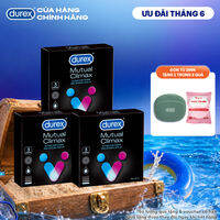 [SẢN PHẨM MỚI] Bộ 3 bao cao su Durex Mutual Climax kéo dài thời gian và gân gai, size 52.5 mm, hộp 3 bao