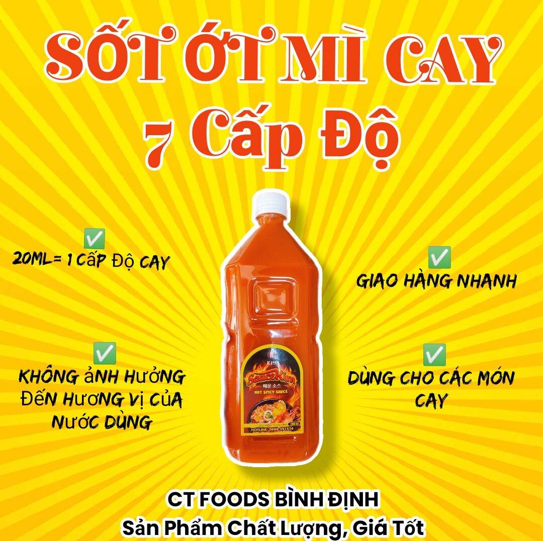 Sốt Ớt Chia Cấp Độ Mì Cay Hot Spicy (Chai 1000ml, 335ml)