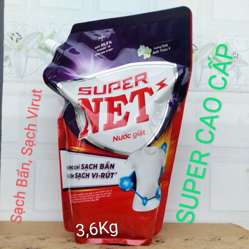 Nước Giặt Super Net 3,6Kg ~ 3,5Lít Cao Cấp Siêu Sạch Diệt Virut Hương Tự Nhiên