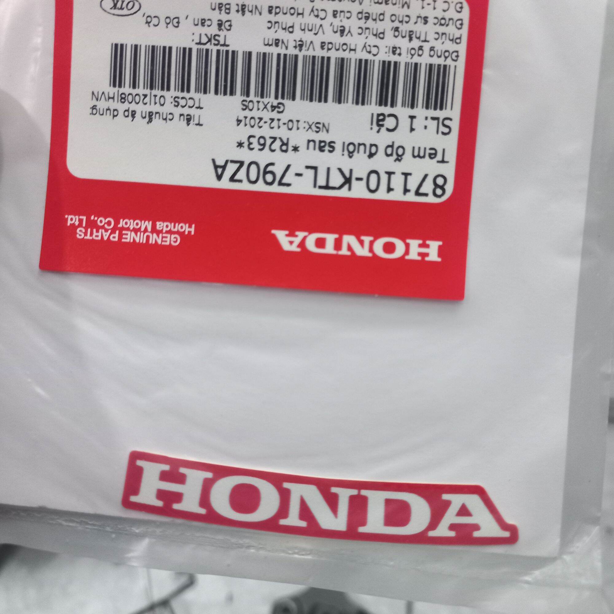 Tem Chữ Honda màu đỏ dán dè sau