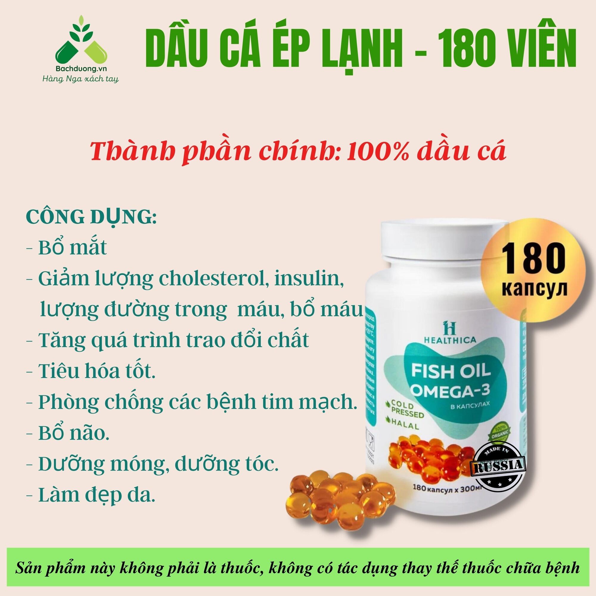 Dầu cá ép lạnh, omega 3,6,9 ; hàng xách tay nga