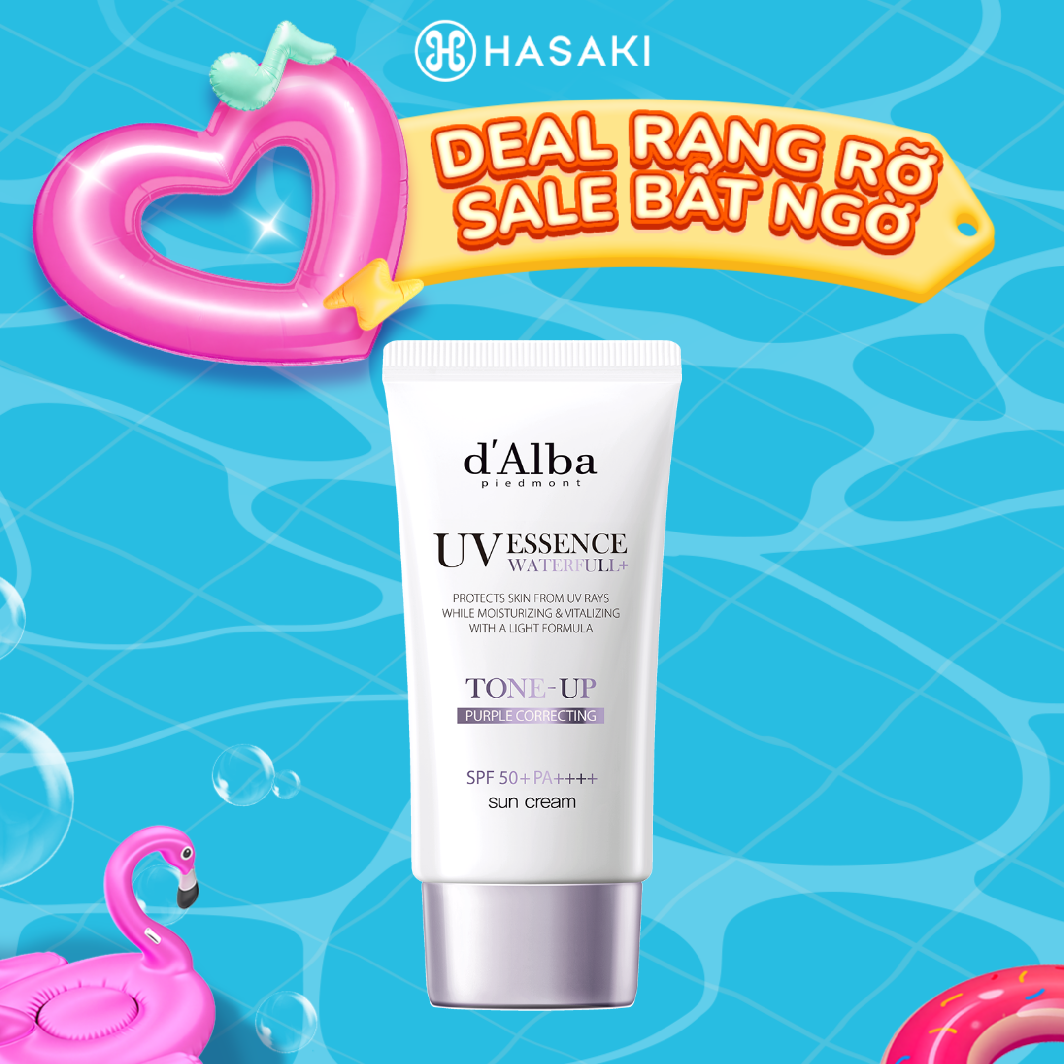 [DAILY] Kem Chống Nắng d'Alba Nâng Tông Tím Hiệu Chỉnh Sắc Da 50ml Waterfull Tone-Up Purple Correcting Sun Cream SPF50+ PA++++ Hasaki Sản Phẩm Chính Hãng