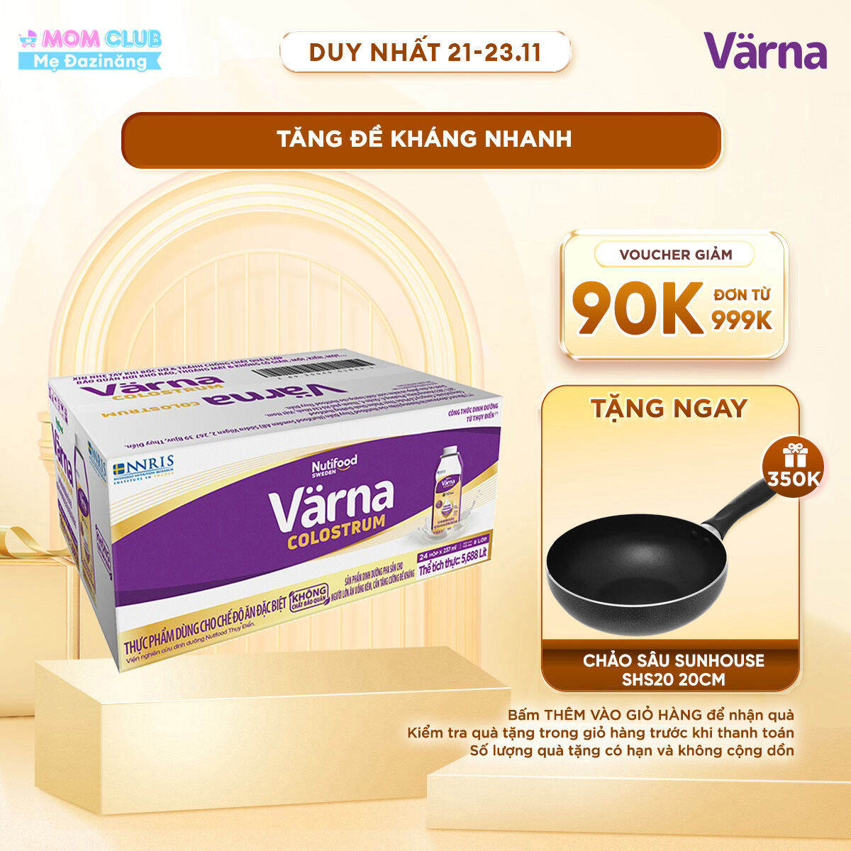 Thùng sữa bột pha sẵn Värna Colostrum (24 hộp giấy x 237ml) - Sữa non cho người lớn Tăng đề kháng nh