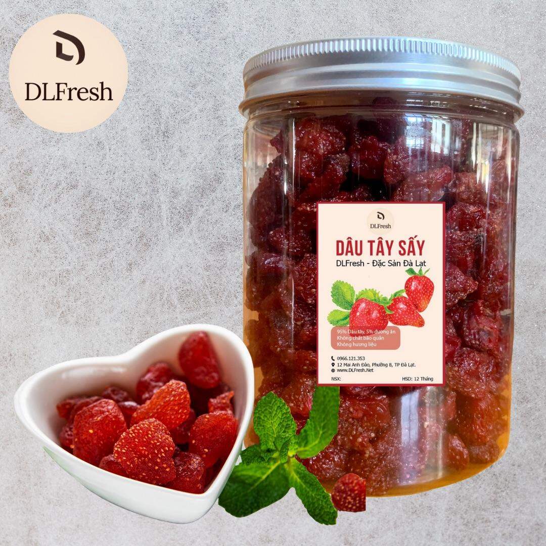 Dâu Tây Sấy DLFresh Dâu Sấy Dẻo Chua Ngọt Nguyên Vị Hũ 300gr