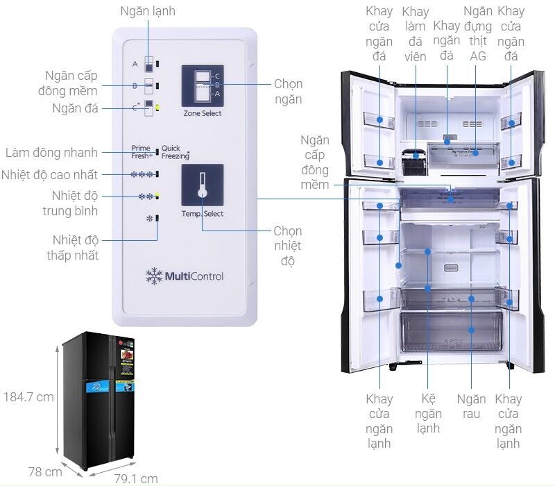 Tủ lạnh Panasonic inverter 550 lít NR-DZ601VGKV.MODEL2021( Hàng mẫu NEW