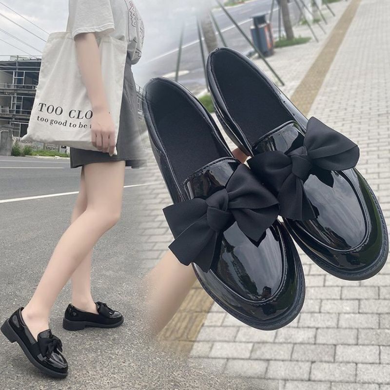 giày bup bê đế 3 phân da bóng thắt nơ trẻ trung cá tính mã32