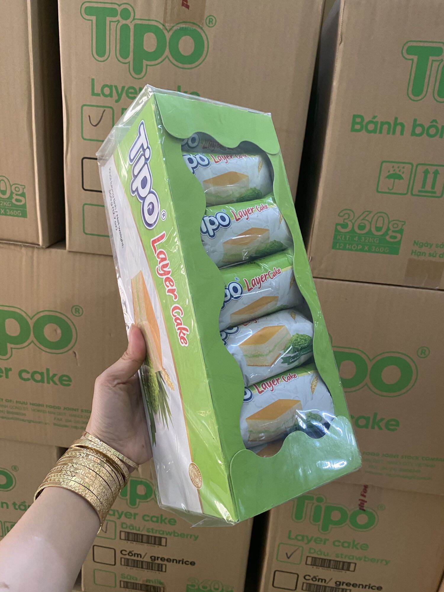 Bánh bông lan cuộn cốm 360g