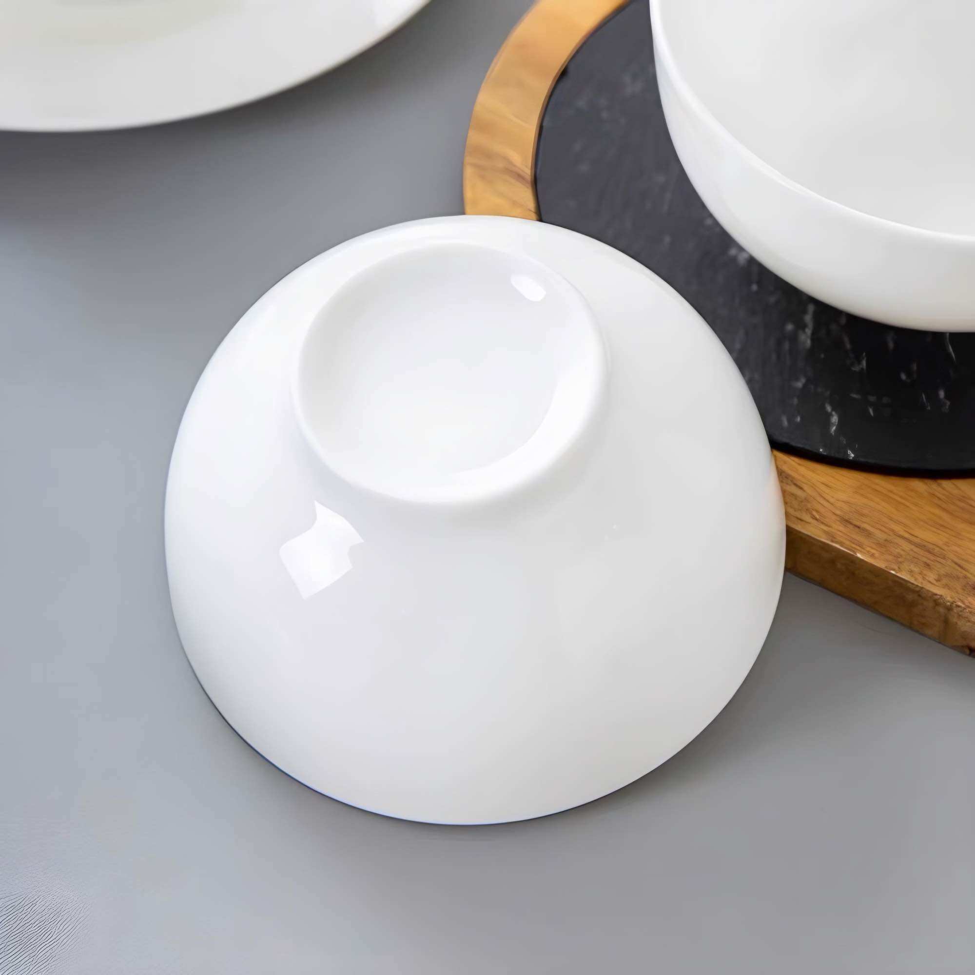 SET 10 chén ăn cơm bằng gốm sứ màu trắng.