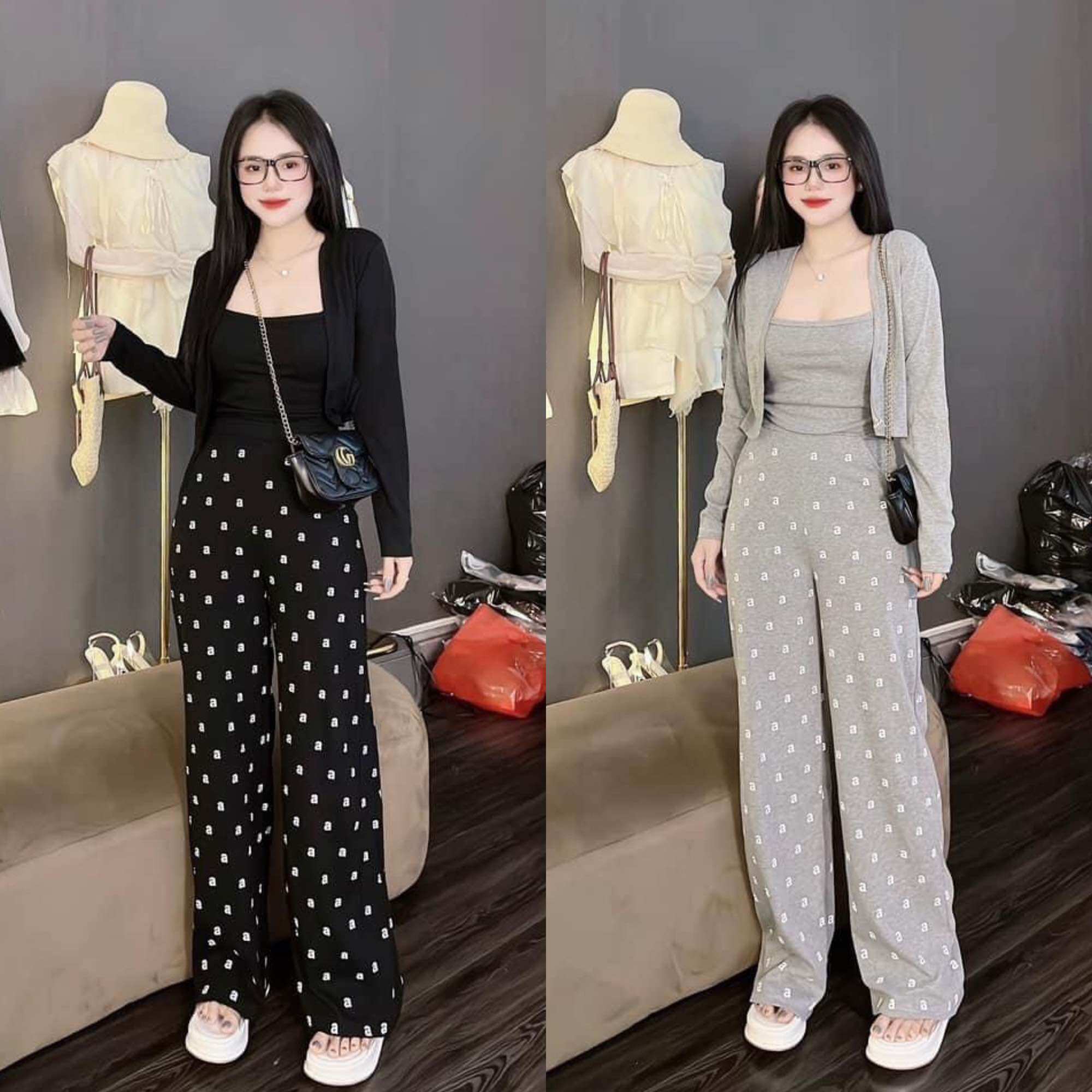 Set bộ thun gân tăm 3 món in chữ