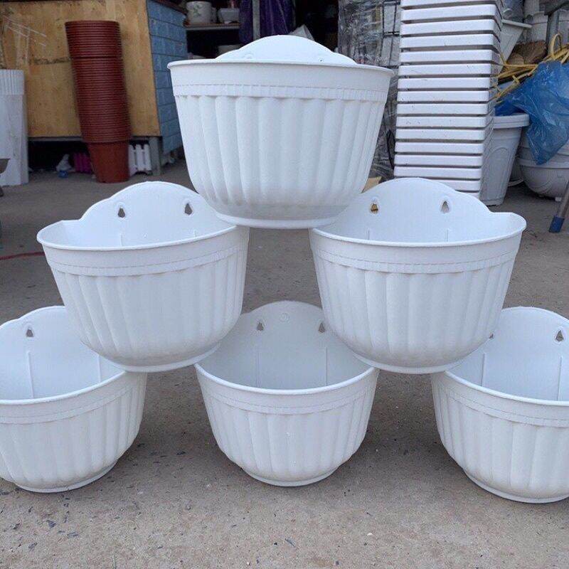 Chậu nhựa ốp tường trồng cây cảnh bán nguyệt,vân sọc,dày đẹp