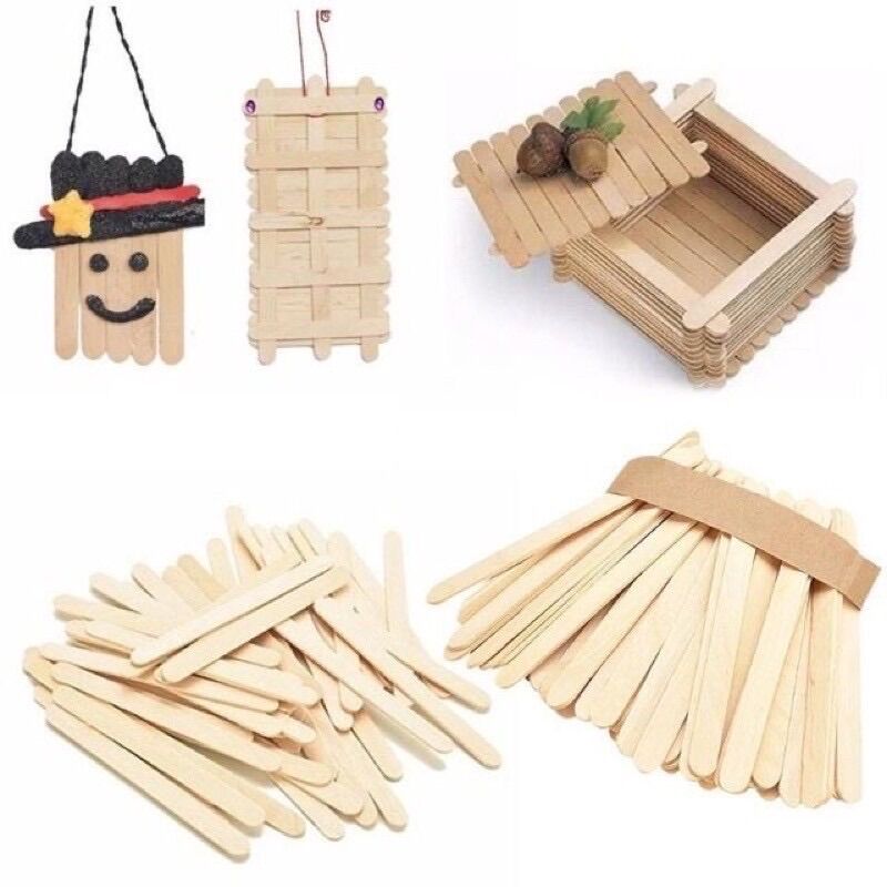 [HCM]Que kem gỗ que làm nhà gỗ đè lưỡi 2cm (gói 500g)