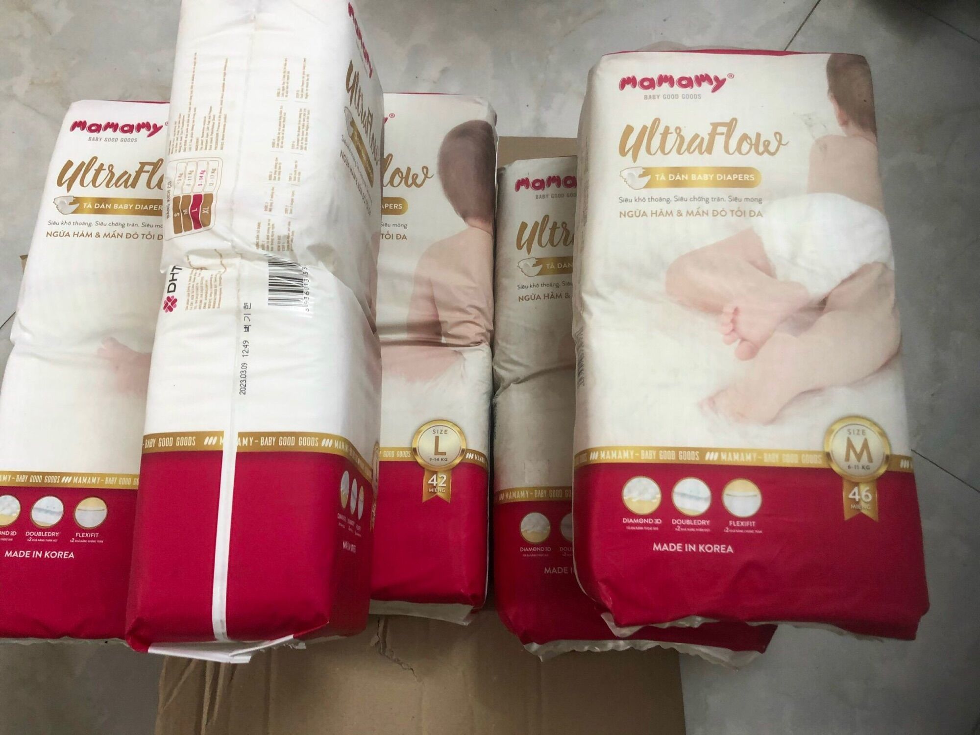 (Thanh lý) Combo 3 bịch tã dán Mamamy Ultraflow S56/M46/L42/XL36