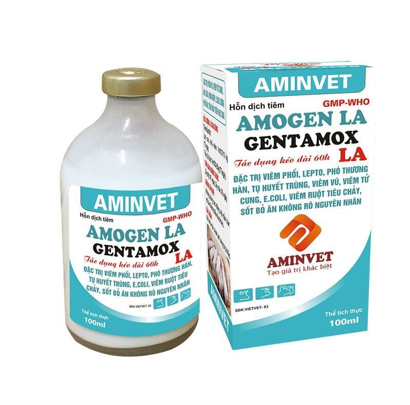 Gentamox la kéo dài 60h: 20ml; 100ml dùng cho lợn, chó mèo, trâu bò