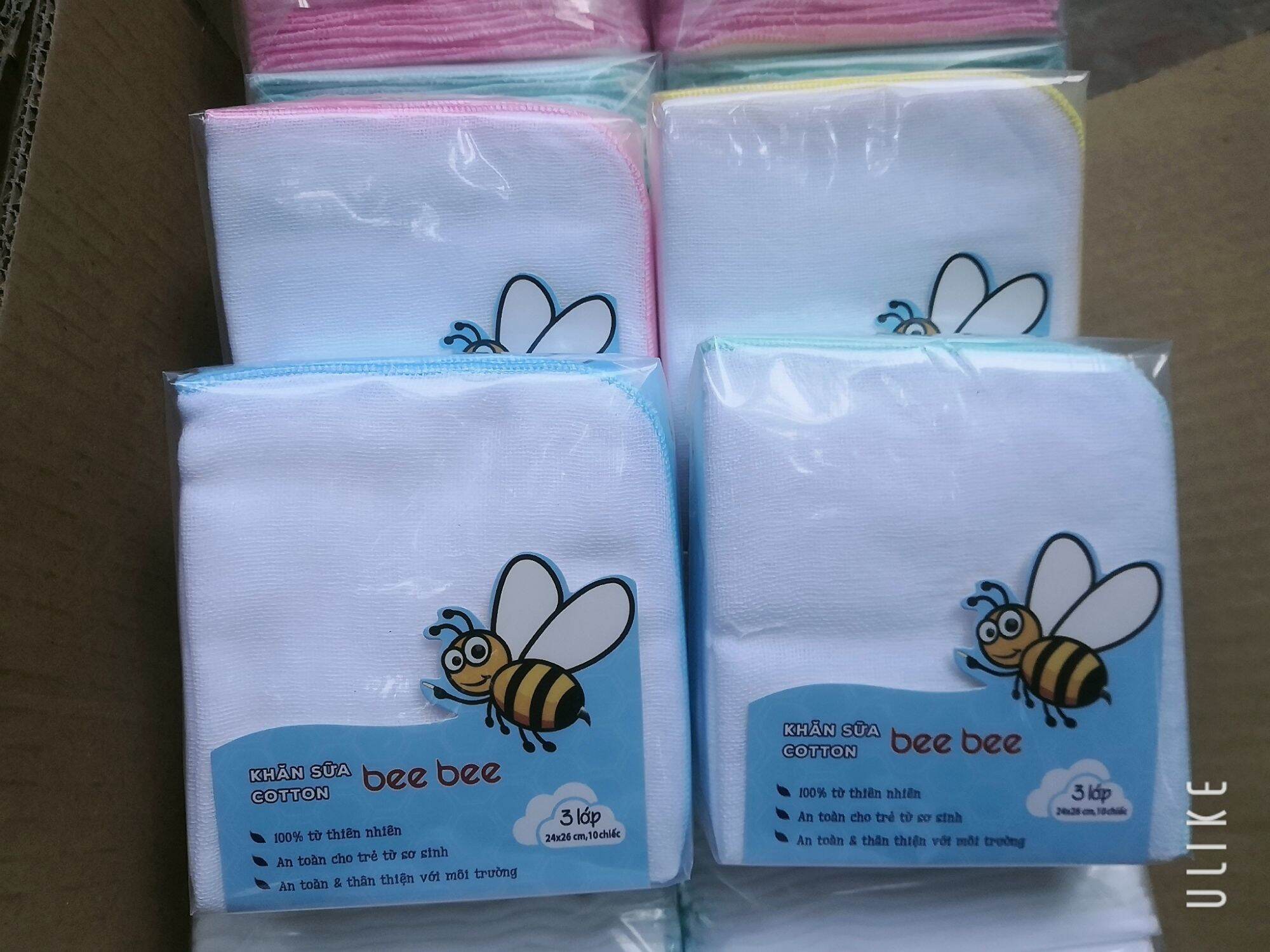Khăn xô - Khăn sữa cotton bee bee túi 10 chiếc (3 4 lớp)