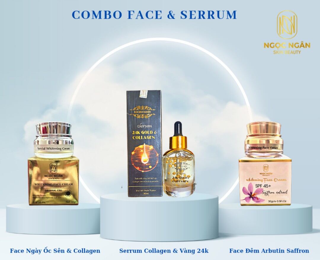 COMBO 3SP KEM & SERUM DƯỠNG TRẮNG FACE