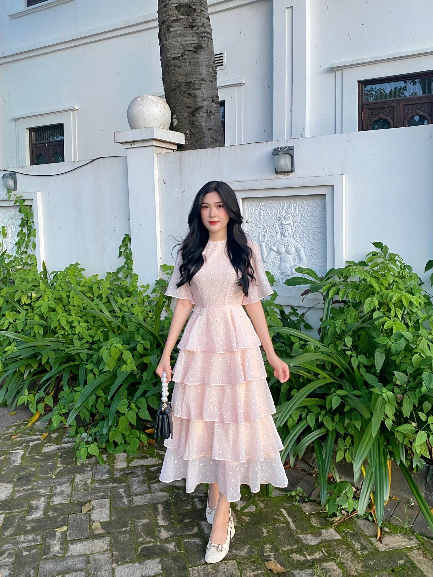 Lalla - đầm tay lỡ xếp tầng xoè nữ
