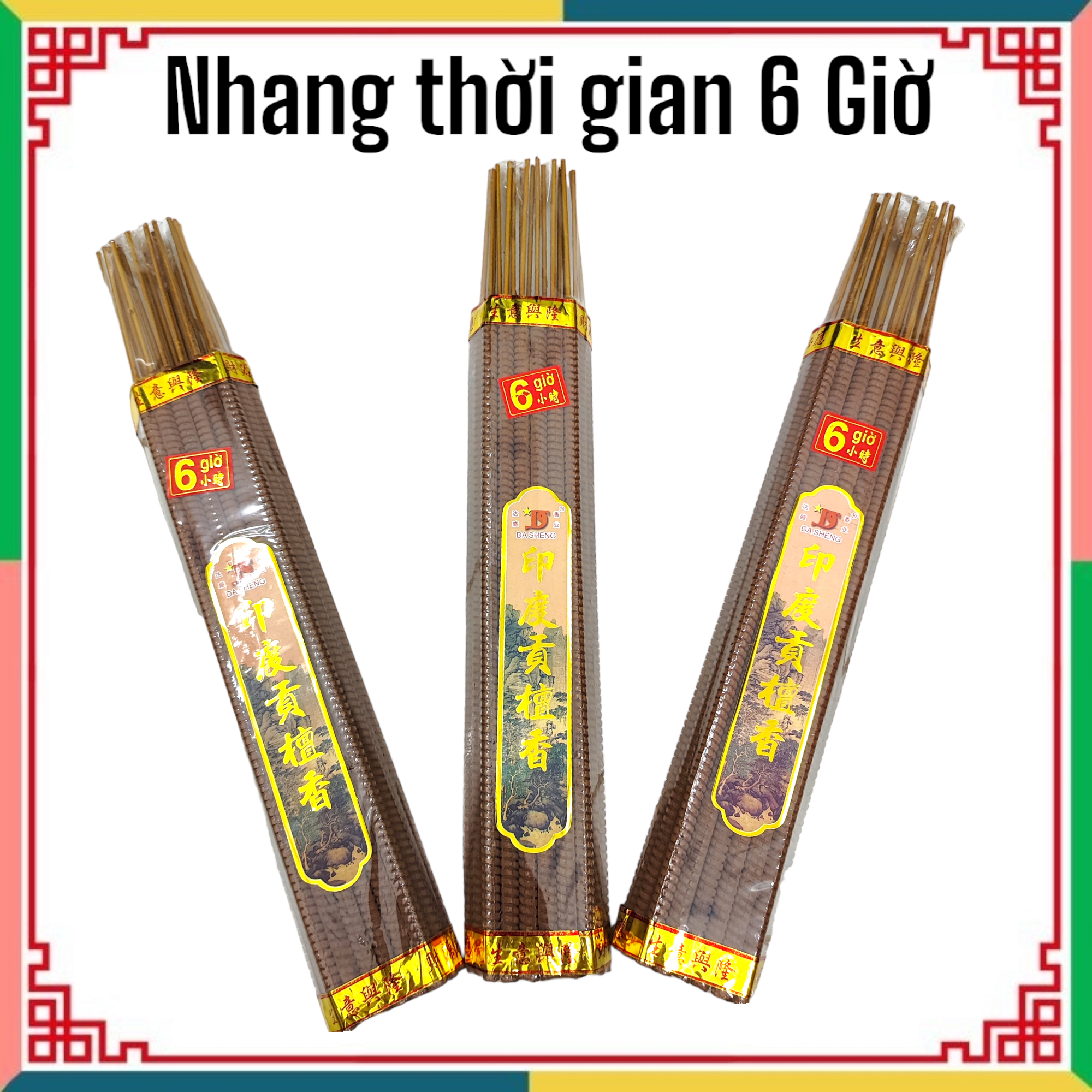 Nhang đũa nhang thời gian 6 giờ mùi gỗ đàn hương . Nhang thoi gian 6 gio