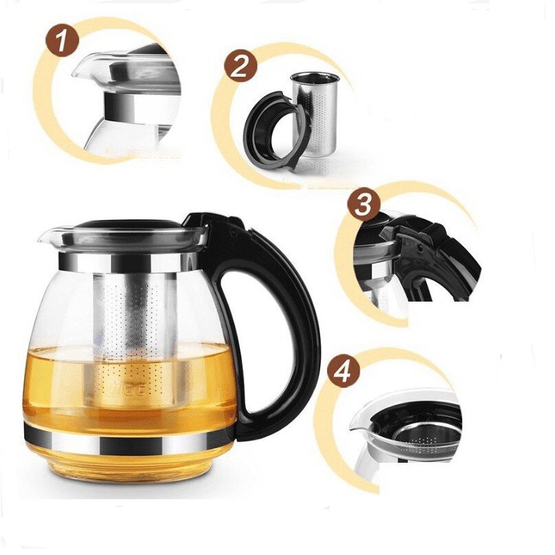 Ấm Pha Trà Thủy Tinh Có Lưới Lọc (700ml - 1300ml)