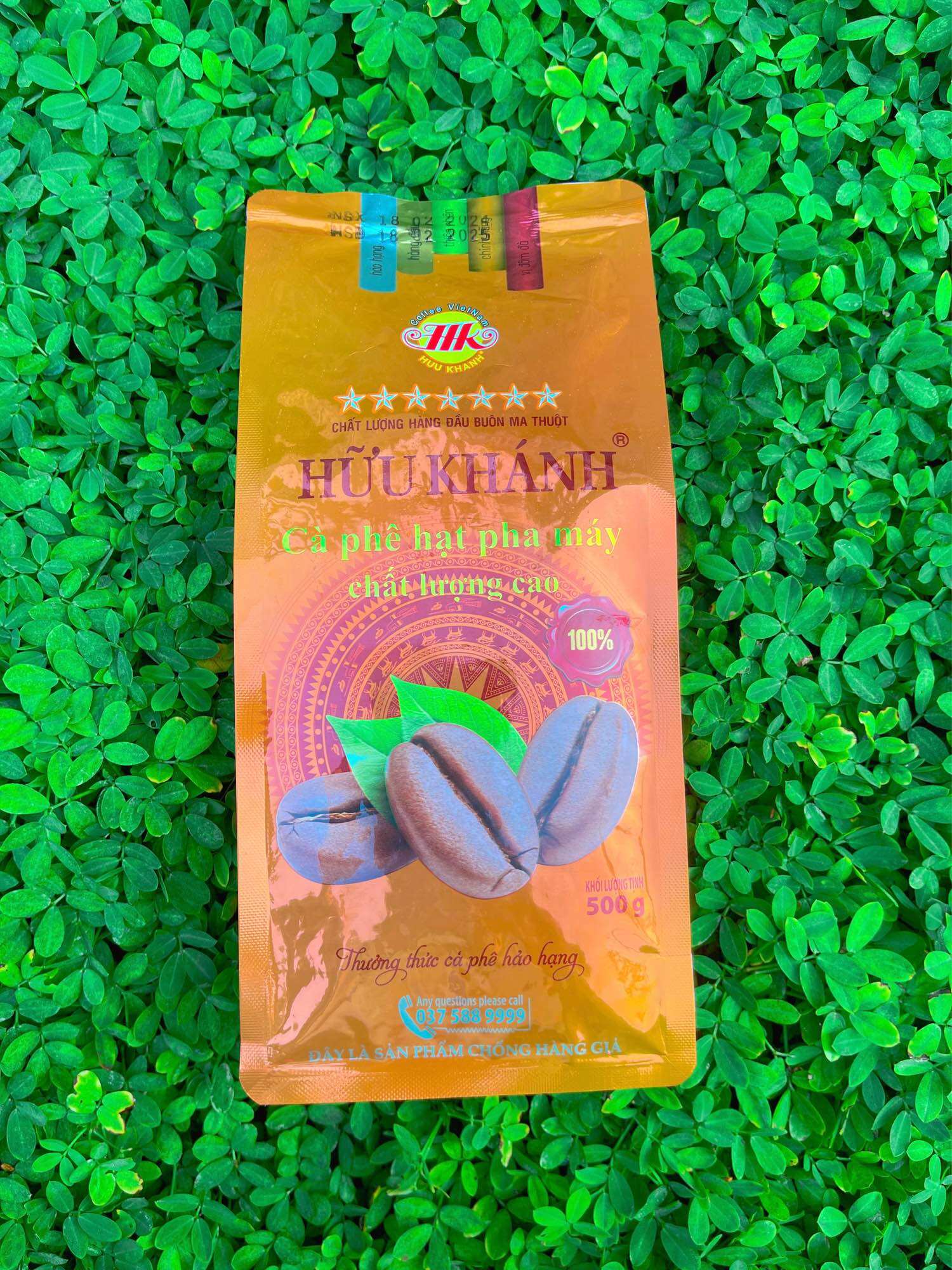 Cà phê hạt nguyên chất HỮU KHÁNH 7SAO (bịch 500gr)