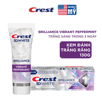 Kem đánh răng Crest 3D White Brilliance Trắng Sáng Vượt Trội hương Blast/ Charcoal Mint/ Peppermint Tuýp 130g/ 260g - Mỹ