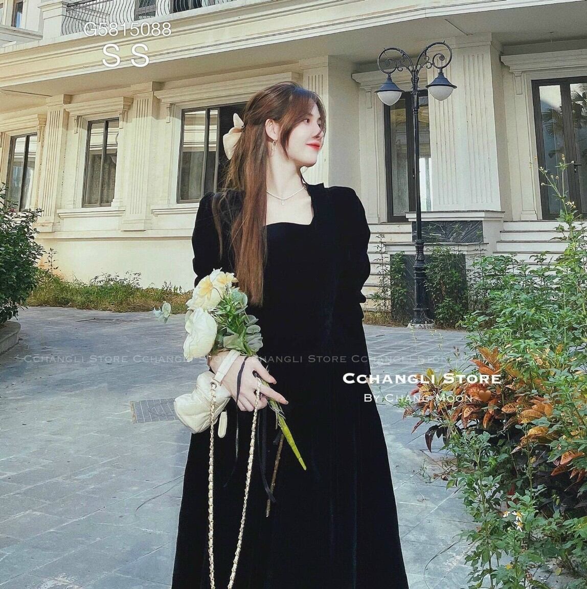 Đầm midi cổ vuông TP sang chảnh
