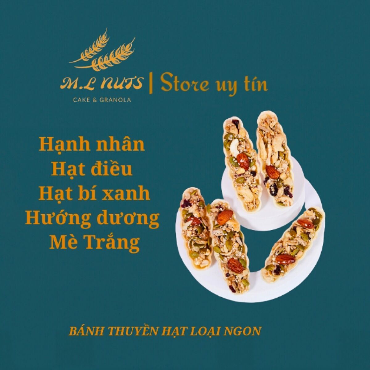 250g Bánh thuyền hạt dinh dưỡng mix 6 loại hạt ăn kiêng