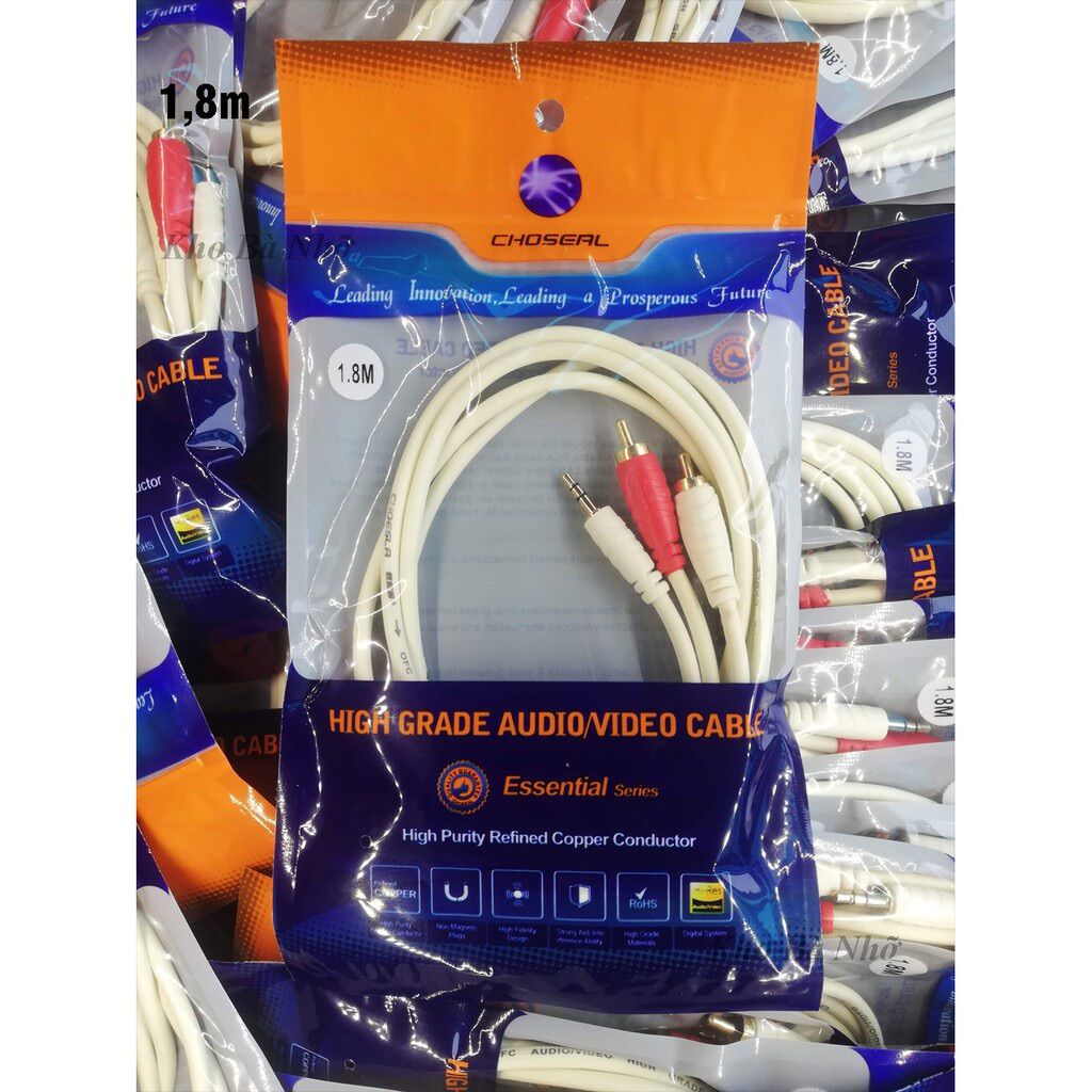 Dây Loa 1 Đầu 3.5 ra 2 Đầu AV Choseal 1m8