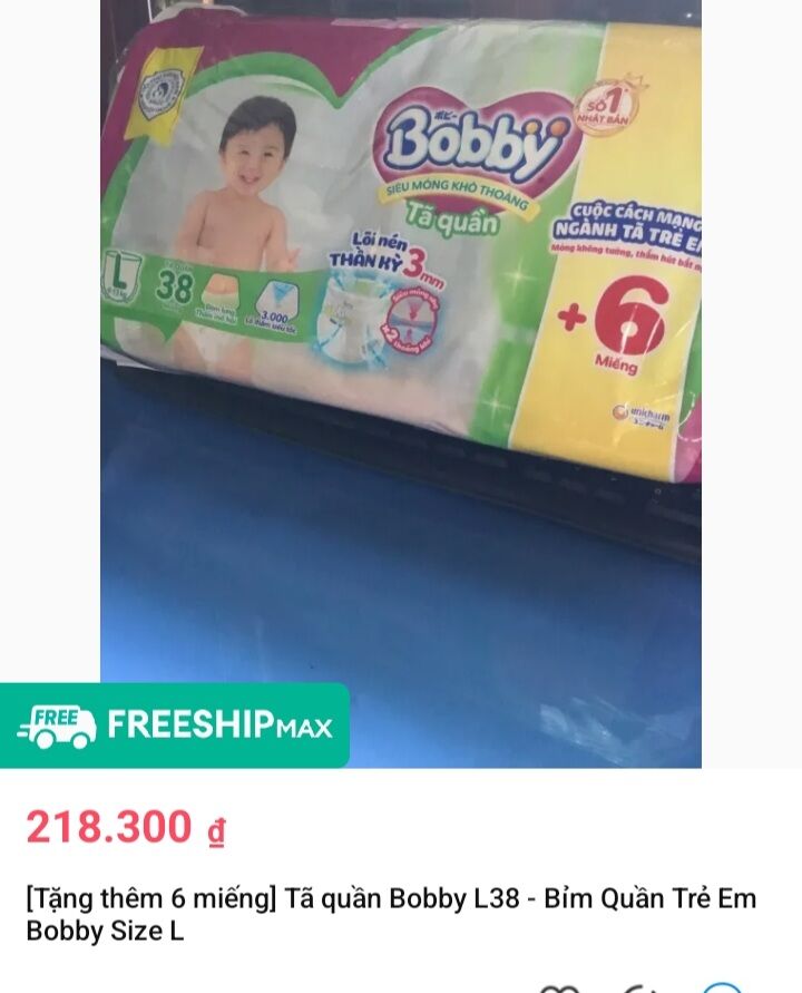 [GIÁ SỐC] Bỉm tã quần Bobby chính hãng size L ( L38 tặng 6 miếng)