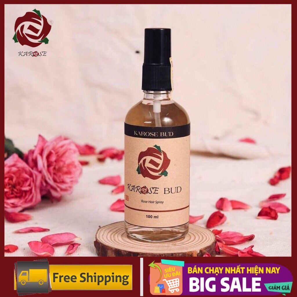 Xịt dưỡng tóc hoa hồng karose bud dưỡng tóc thơm mềm, giảm rụng tóc 100ml
