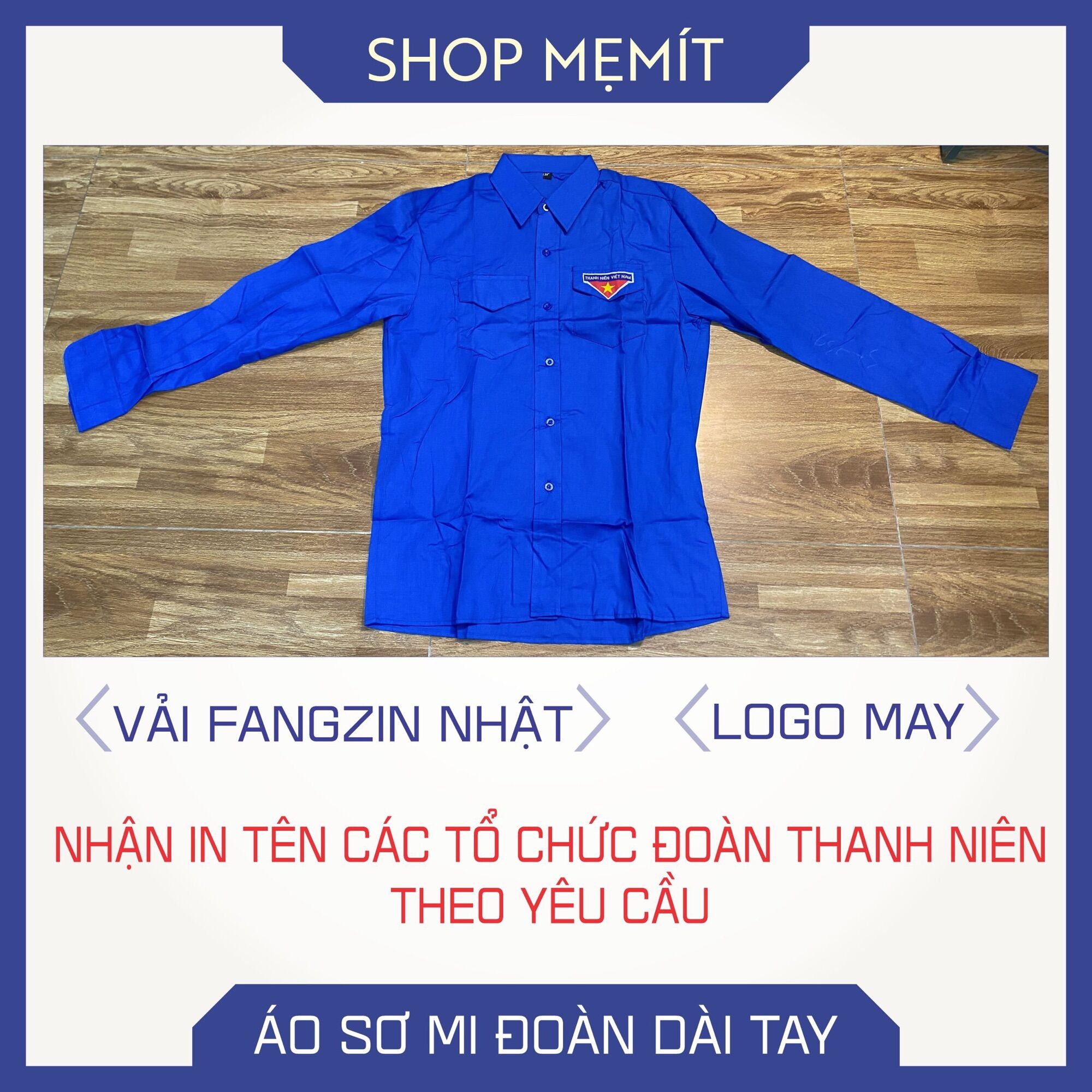 Áo Đoàn Thanh Niên Việt Nam Form chuẩn loại 1- sơ mi dài tay