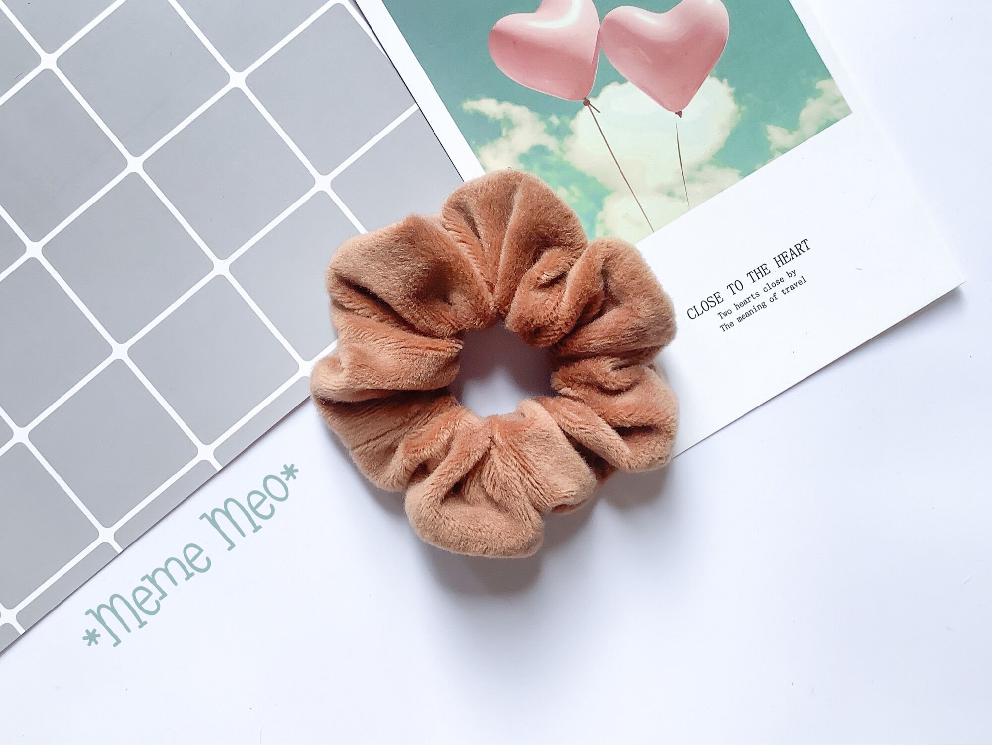 Combo scrunchies dễ thương, đồ cột tóc vải lông, size nhỏ