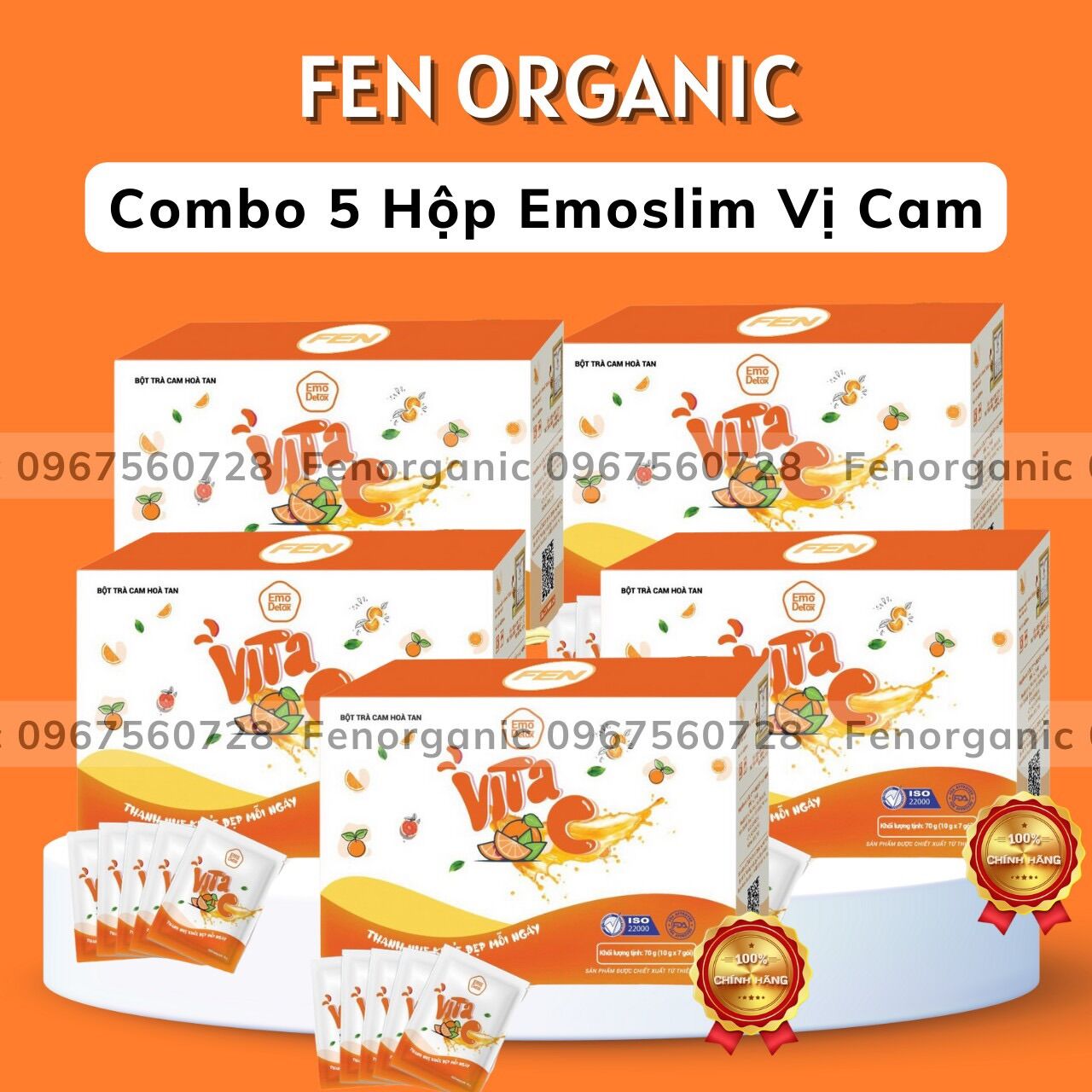 Combo 5 Hộp Nước Detox Trái Cây Vị Vitamin C Emoslim Giảm Cân/ emodetox giam can giam mo