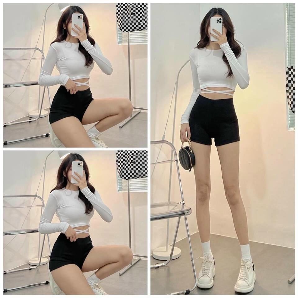  Quần Legging Đùi Nữ Co Giãn Cạp cao Dáng Ngắn Co Giãn 4 Chiều 