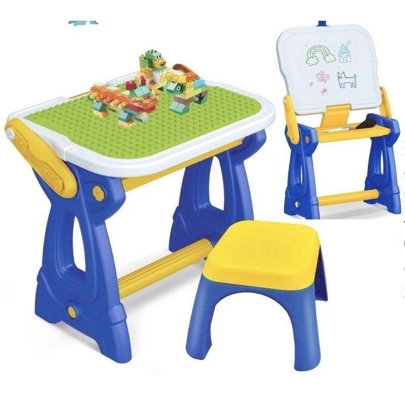 Có quà tặng - Bộ bàn ghế lego 2in1 kèm bảng vẽ (kèm lego như hình)-HKM Monny