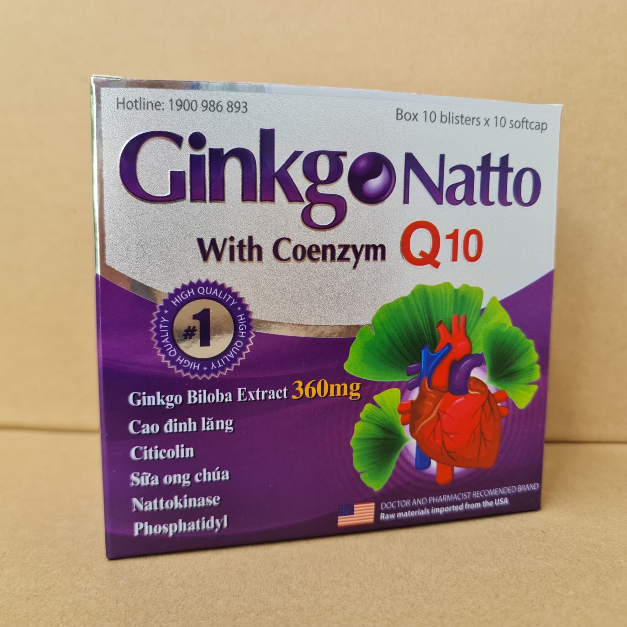 [HCM]Viên uống bổ não GINKO NATTO 360mg giúp tăng cường trí nhớ  hỗ trợ tuần hoàn máu não - Hộp 100 viên