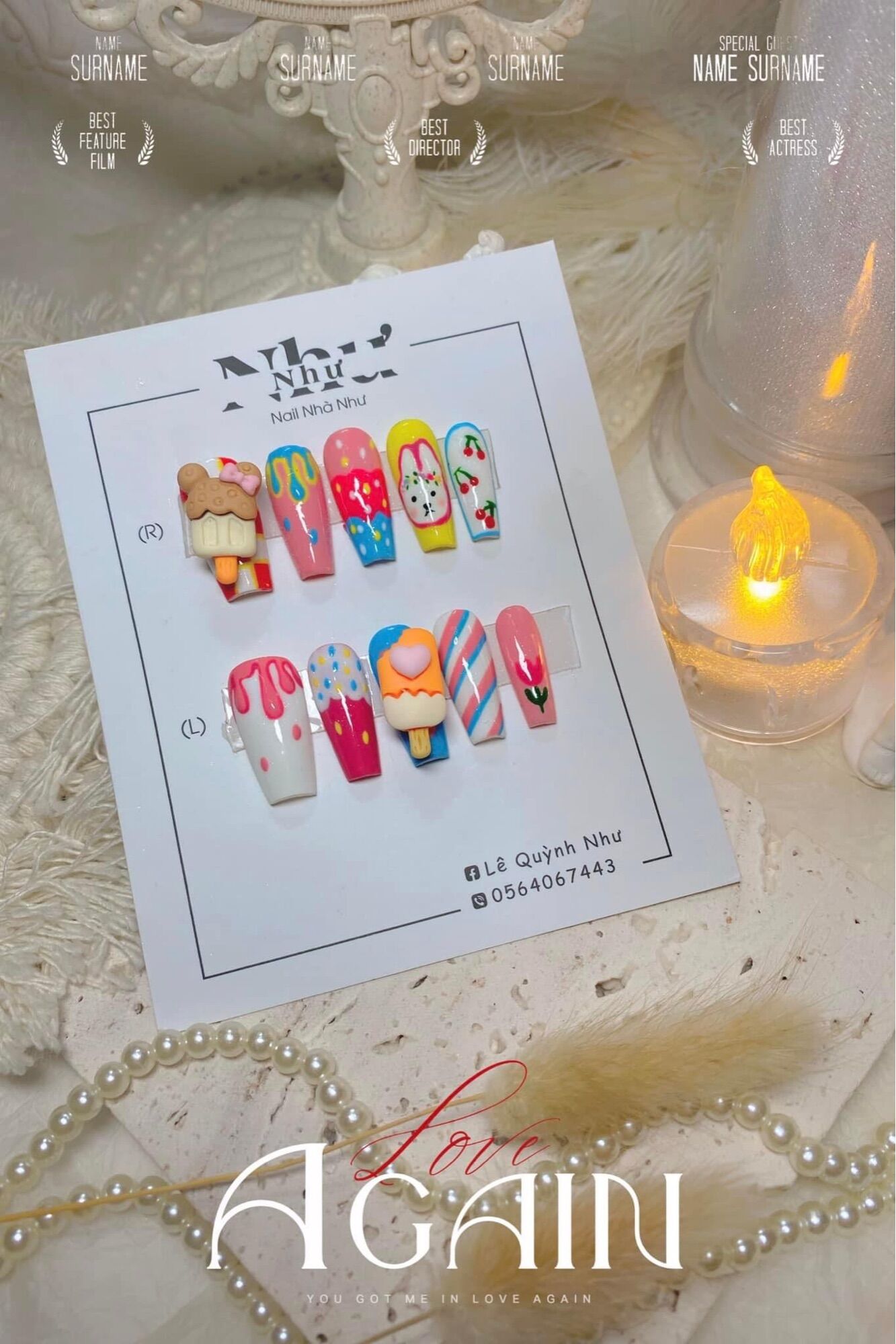 Móng úp thiết kế theo yêu cầu- mẫu nail cute
