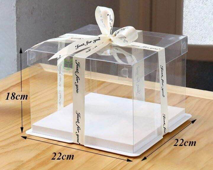 Hộp Mica Trong Đế Trắng Đựng Bánh Sinh Nhật Quà Tặng Quà Lưu Niệm