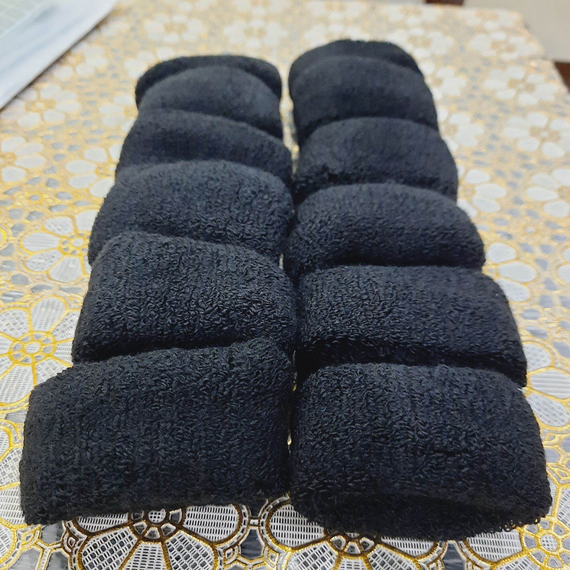 Túi 12 dây cột tóc len màu đen loại mềm tốt,xịn (bản 3.5-4cm)