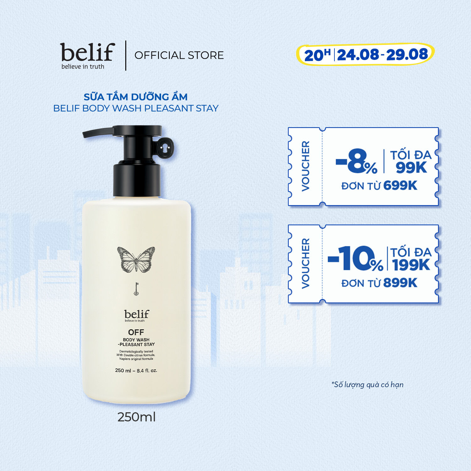 Sữa tắm dưỡng ẩm belif Body Wash Pleasant Stay 250ml