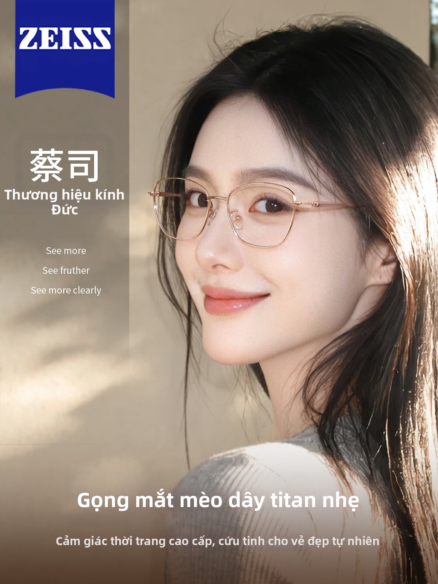 COLORE.IN | Titanium Ultra Light Cat Eye Eyeglass Frame Giá  2,383,000 Đồng*Miễn phí vận chuyển