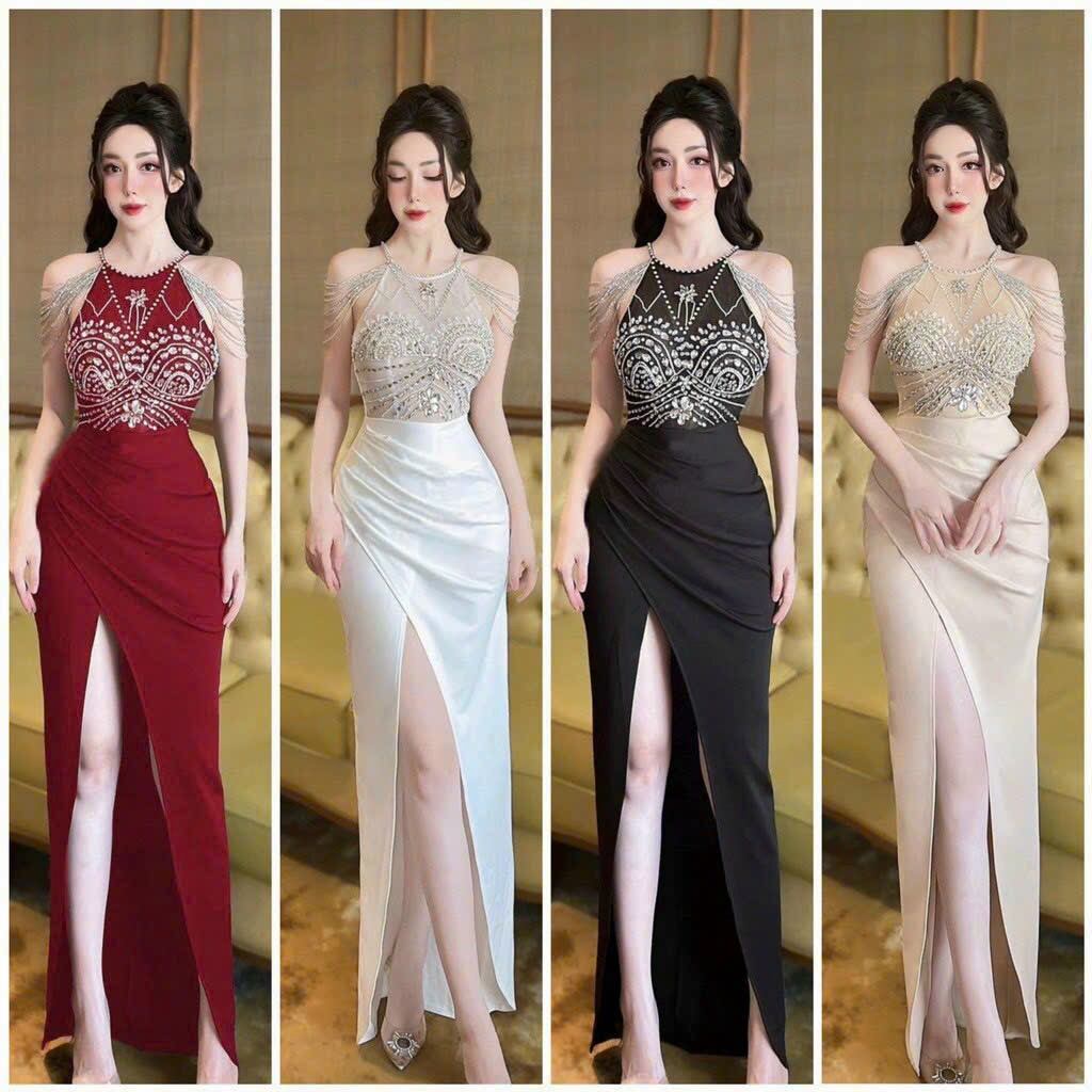 Đầm body yếm chuỗi vai kết đá cao cấp