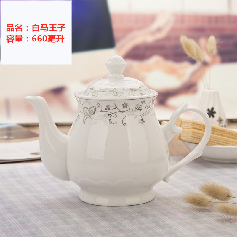 Ấm trà sứ gia dụng trấn cảnh đức ấm trà gốm sứ ấm trà sứ dung tích lớn ấm đơn cỡ lớn ấm pha trà nhà hàng quán rượu khách sạn