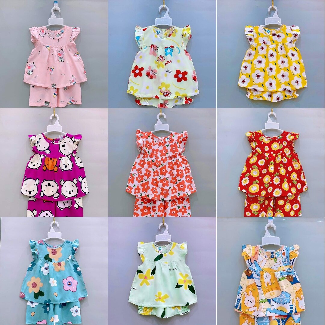 (ĐƯỢC CHỌN MÀU dành cho bé 3-43KG)Bộ quần áo cánh tiên  bé gái chất vải tole lanh thấm hút ,mềm mại