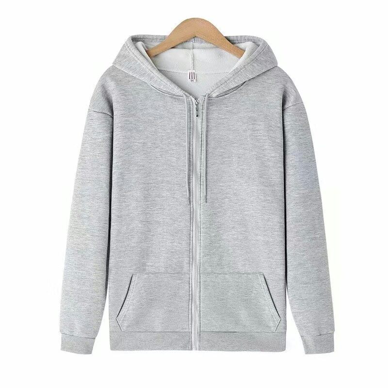 Áo Hoodie Áo Cardigan Màu Trơn Áo Khoác Cổ Tròn Rộng Rãi Trào Lưu Cỡ Lớn Rộng Rãi Cho Nam Áo Phông Dài Tay Đầu Mùa Xuân Thu