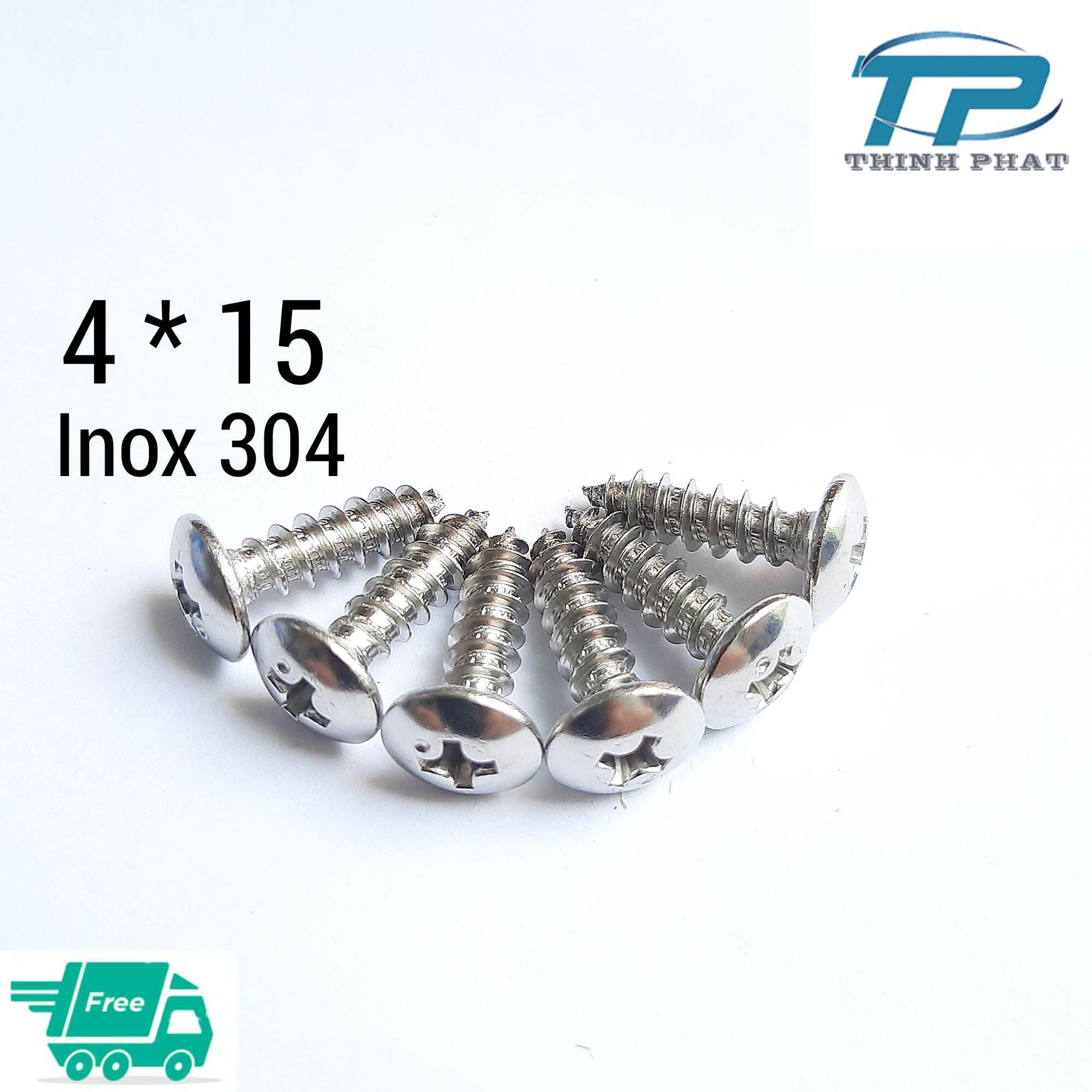 50 con vít inox 304 nguyên chất 4*15 [ đầu dù ren thưa  ] Chọn mua 50 hoặc 100 con sẽ rẻ hơn