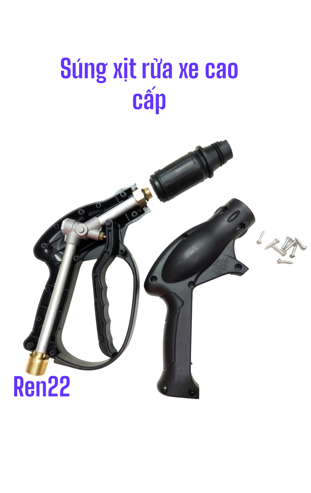 Súng xịt rửa xe gia đình chân ren kết nối ren 22 ruột kim loại .